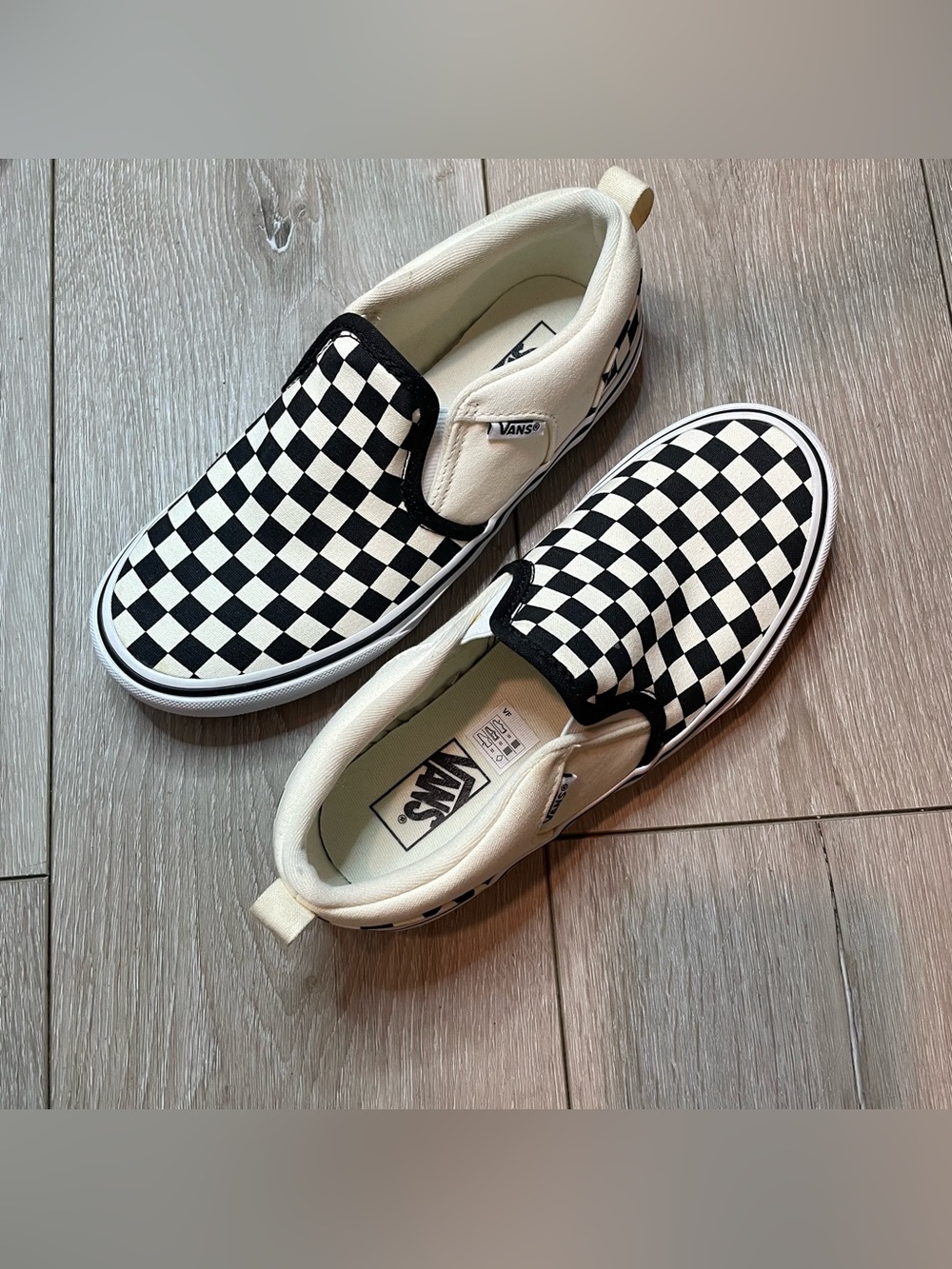 Vans Black White Checkerboard Slip-Ons Youth 3 Skater Streetwear Classic